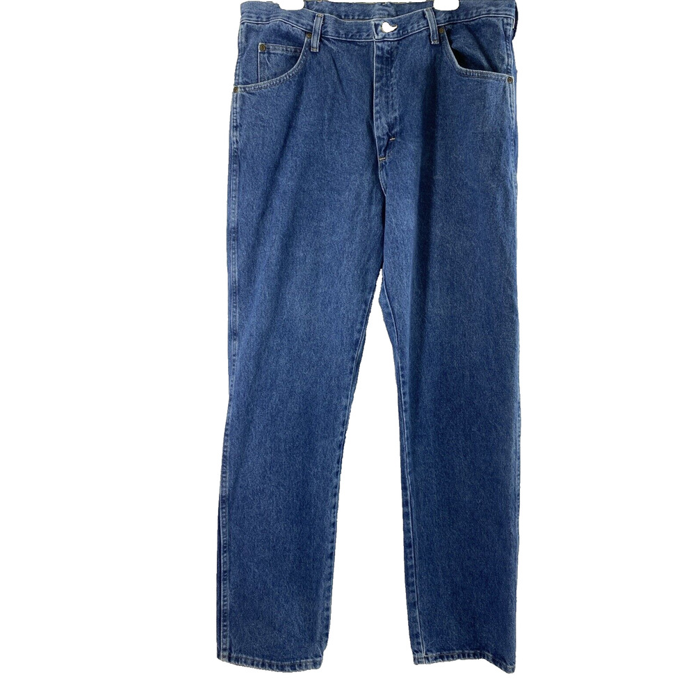 Wrangler Jeans Mens 36 x 33.5 Regular Fit Medium Wash Denim Casual